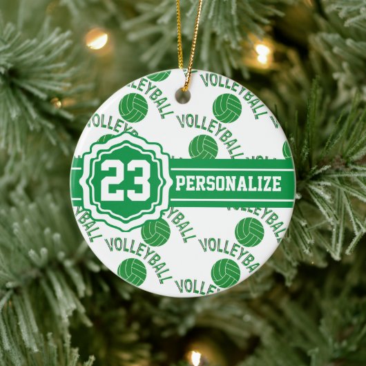 Groene Volleyball | Naam en nummer DIY Keramisch Ornament (Boom)