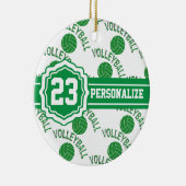 Groene Volleyball | Naam en nummer DIY Keramisch Ornament (Rechts)