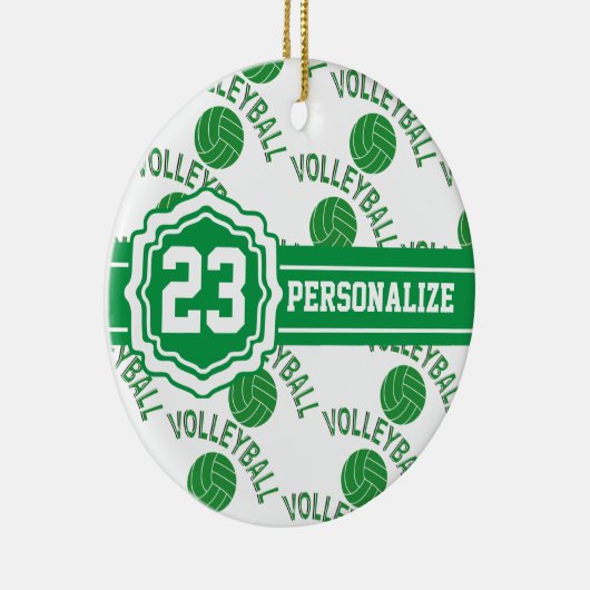 Groene Volleyball | Naam en nummer DIY Keramisch Ornament (Rechts)