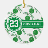 Groene Volleyball | Naam en nummer DIY Keramisch Ornament (Voorkant)