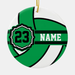 Groene Volleyball | Naam en nummer DIY Keramisch Ornament