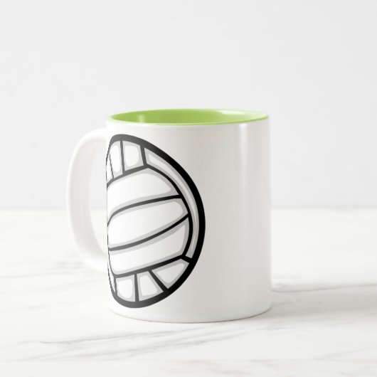 Groene Volleyball Tweekleurige Koffiemok (Voorkant links)