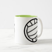 Groene Volleyball Tweekleurige Koffiemok (Voorkant rechts)
