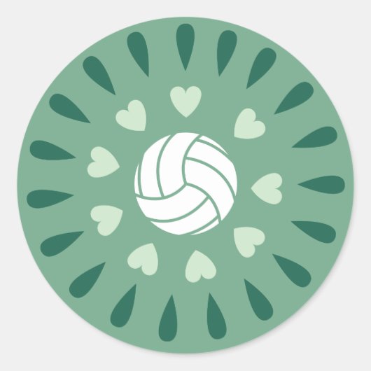 Groene volleyballen Kaleidoscope Patroon Ronde Sticker (Voorkant)