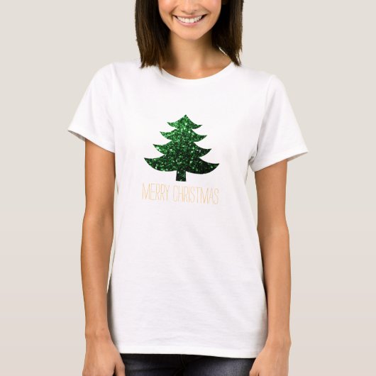 Groene vonken met een zachte kerstboom aanpassen t-shirt (Voorkant)