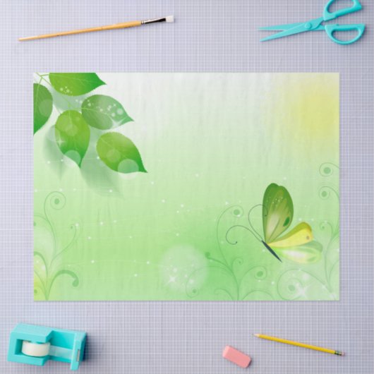 Groene voorjaarsachtergrond met vlinder tissuepapier (Craft)