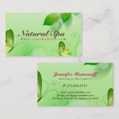 Groene voorjaarsachtergrond met vlinder visitekaartje (Voorkant / Achterkant)