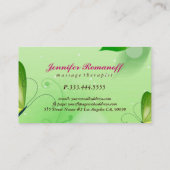 Groene voorjaarsachtergrond met vlinder visitekaartje (Achterkant)