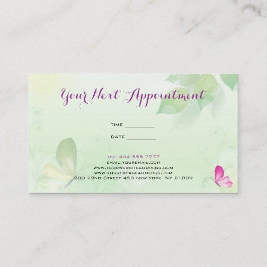 Groene voorjaarsachtergrond visitekaartje (Achterkant)