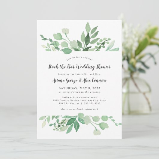 Groene voorraad de bar bruidsmeisjesfeest kaart (Staand voorkant)