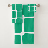 Groene vormen Vierkantjes Vet asymmetrisch Bad Handdoek (Insitu)