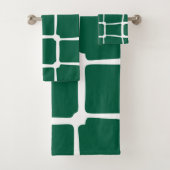 Groene vormen Vierkantjes Vet asymmetrisch Bad Handdoek (Insitu)