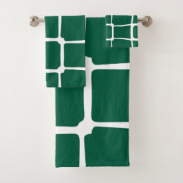 Groene vormen Vierkantjes Vet asymmetrisch Bad Handdoek