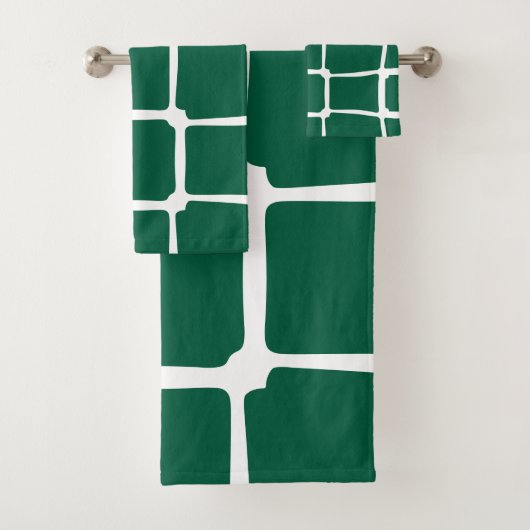 Groene vormen Vierkantjes Vet asymmetrisch Bad Handdoek (Insitu)