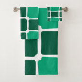 Groene vormen Vierkantjes Vet asymmetrisch Bad Handdoek (Insitu)