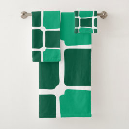 Groene vormen Vierkantjes Vet asymmetrisch Bad Handdoek