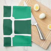 Groene vormen Vierkantjes Vet asymmetrisch Theedoek (Quarter Fold)