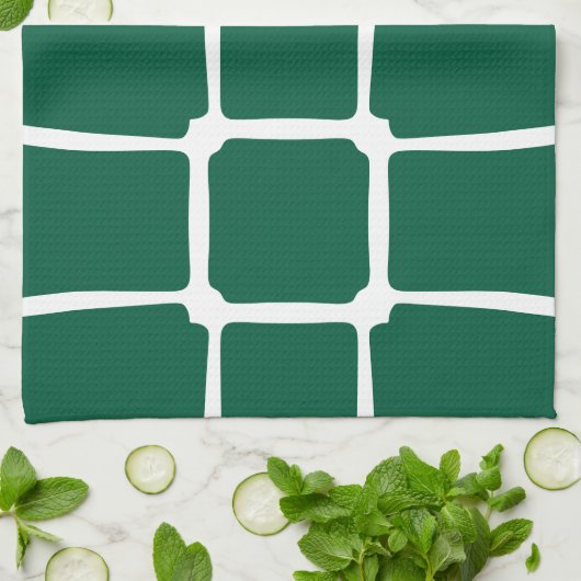 Groene vormen Vierkantjes Vet asymmetrisch Theedoek (Gevouwen)