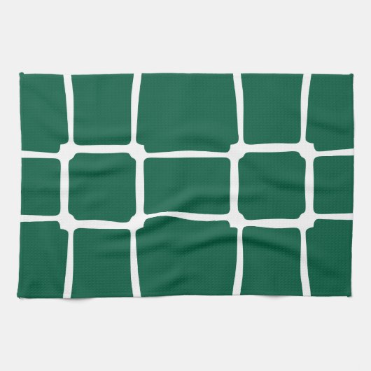 Groene vormen Vierkantjes Vet asymmetrisch Theedoek (Horizontaal)