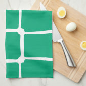 Groene vormen Vierkantjes Vet asymmetrisch Theedoek (Quarter Fold)