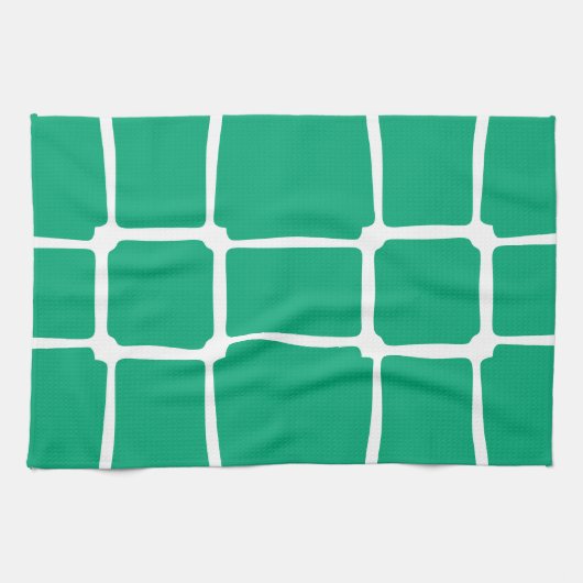 Groene vormen Vierkantjes Vet asymmetrisch Theedoek (Horizontaal)