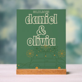 Groene Vosvos Minimal Wedding Acryl Bord