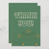 Groene Vosvos Minimal Wedding Bedankkaart (Voorkant / Achterkant)