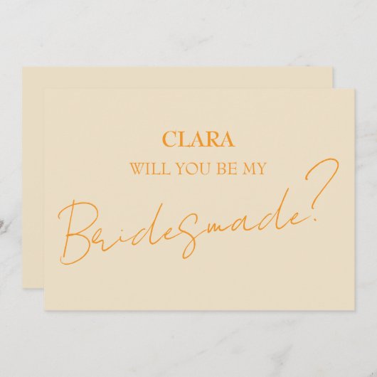 Groene Vosvos Minimal Wedding Bridesmade Kaart (Voorkant / Achterkant)