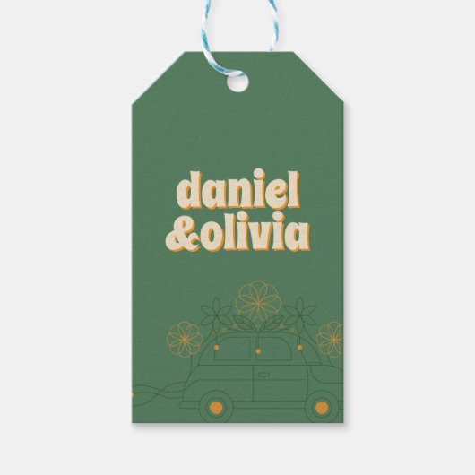 Groene Vosvos Minimal Wedding Cadeaulabel (Voorkant)