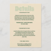 Groene Vosvos Minimal Wedding Informatiekaartje (Voorkant)