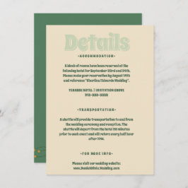 Groene Vosvos Minimal Wedding Informatiekaartje