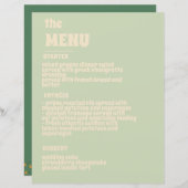 Groene Vosvos Minimal Wedding Menu (Voorkant / Achterkant)