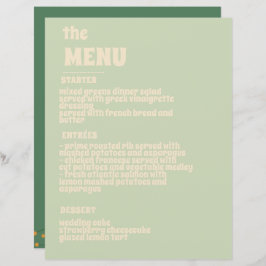 Groene Vosvos Minimal Wedding Menu
