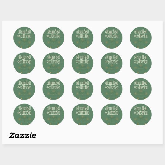 Groene Vosvos Minimal Wedding Ronde Sticker (Vel)