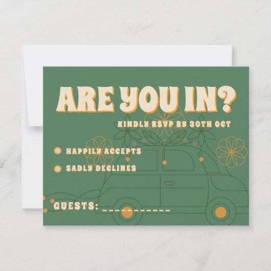 Groene Vosvos Minimal Wedding RSVP Kaartje (Voorkant)