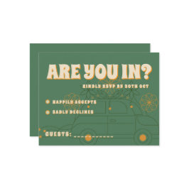 Groene Vosvos Minimal Wedding RSVP Kaartje