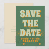 Groene Vosvos Minimal Wedding Save The Date (Voorkant / Achterkant)