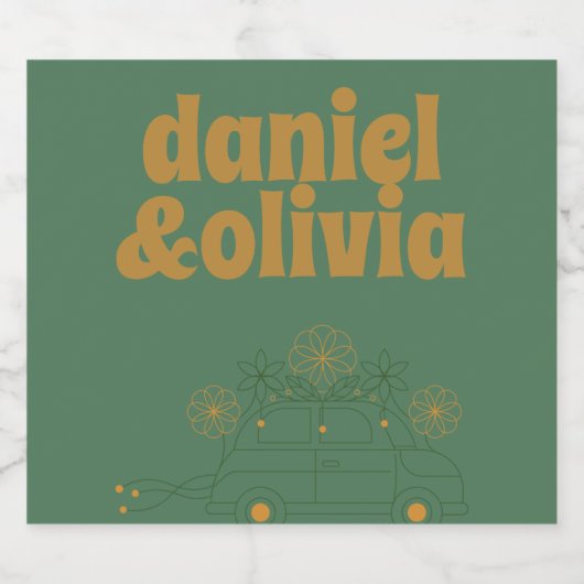 Groene Vosvos Minimal Wedding Sparkling Wijnetiket (Enkel label)