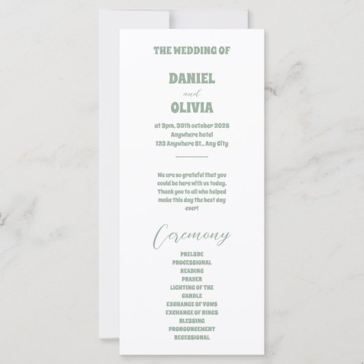 Groene Vosvos Minimale Trouwprogramma's (Voorkant)