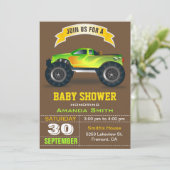 Groene Vrachtwagen Baby shower Uitnodiging (Staand voorkant)