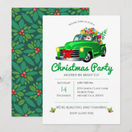 Groene Vrachtwagen, Boom & Kerstmis Kaart