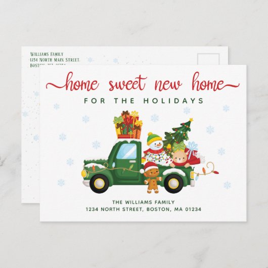  Groene Vrachtwagen Home Sweet New Home Movement Aankondigingskaart (Voorkant / Achterkant)