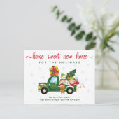  Groene Vrachtwagen Home Sweet New Home Movement Aankondigingskaart (Staand voorkant)