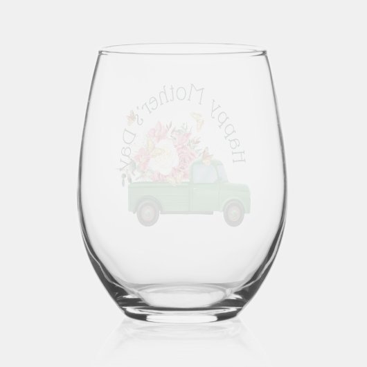 Groene Vrachtwagen Lente Boeket Stemloos Wijnglas Wijnglas Zonder Voet (Achterkant)