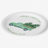  Groene Vrachtwagen met kerstbomen Papieren Bordje (Gekanteld)