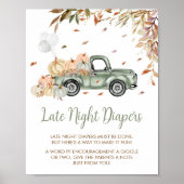 Groene Vrachtwagen Pompoen Late Night Luiers Baby Poster (Voorkant)