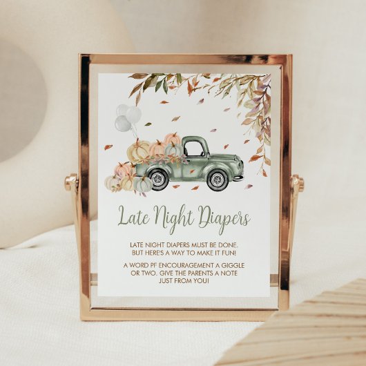 Groene Vrachtwagen Pompoen Late Night Luiers Baby Poster