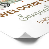 Groene Vrachtwagen Pompoen Welkom Baby shower Poster (Hoek)