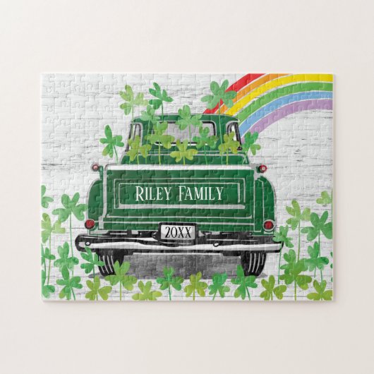  Groene Vrachtwagen Rainbow Rustige Familienaam Legpuzzel (Horizontaal)