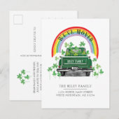 groene vrachtwagen Shamrock Rainbow Moving Aankondigingskaart (Voorkant / Achterkant)
